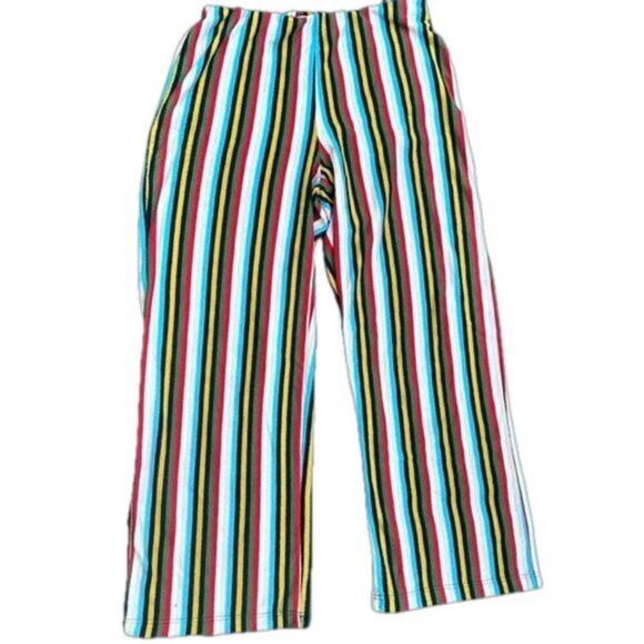 Urban Outfitters stripe wide leg pants small Petite Colorblock baggy stretch - Picture 1 of 2